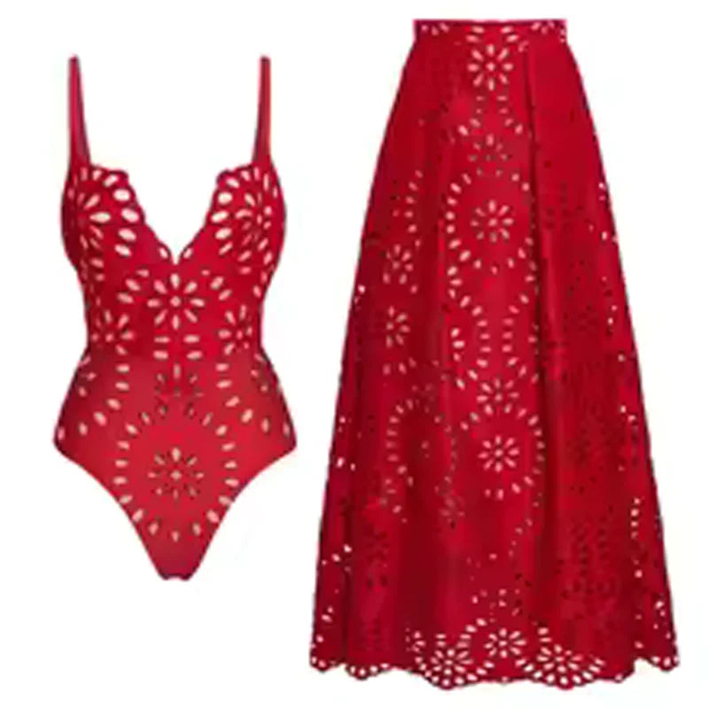 Lace Hollow Breathable Swimsuit Set
